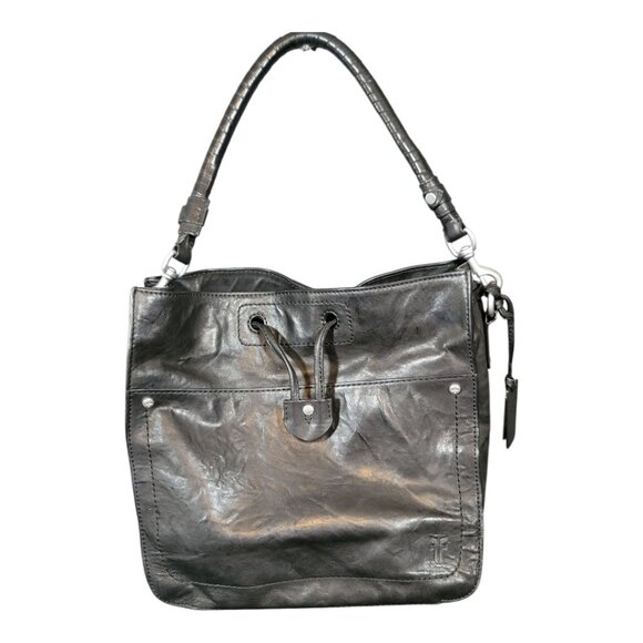 Frye Demi Hobo Women's Black Leather Studded Bottom Square Handbag - Picture 7 of 13